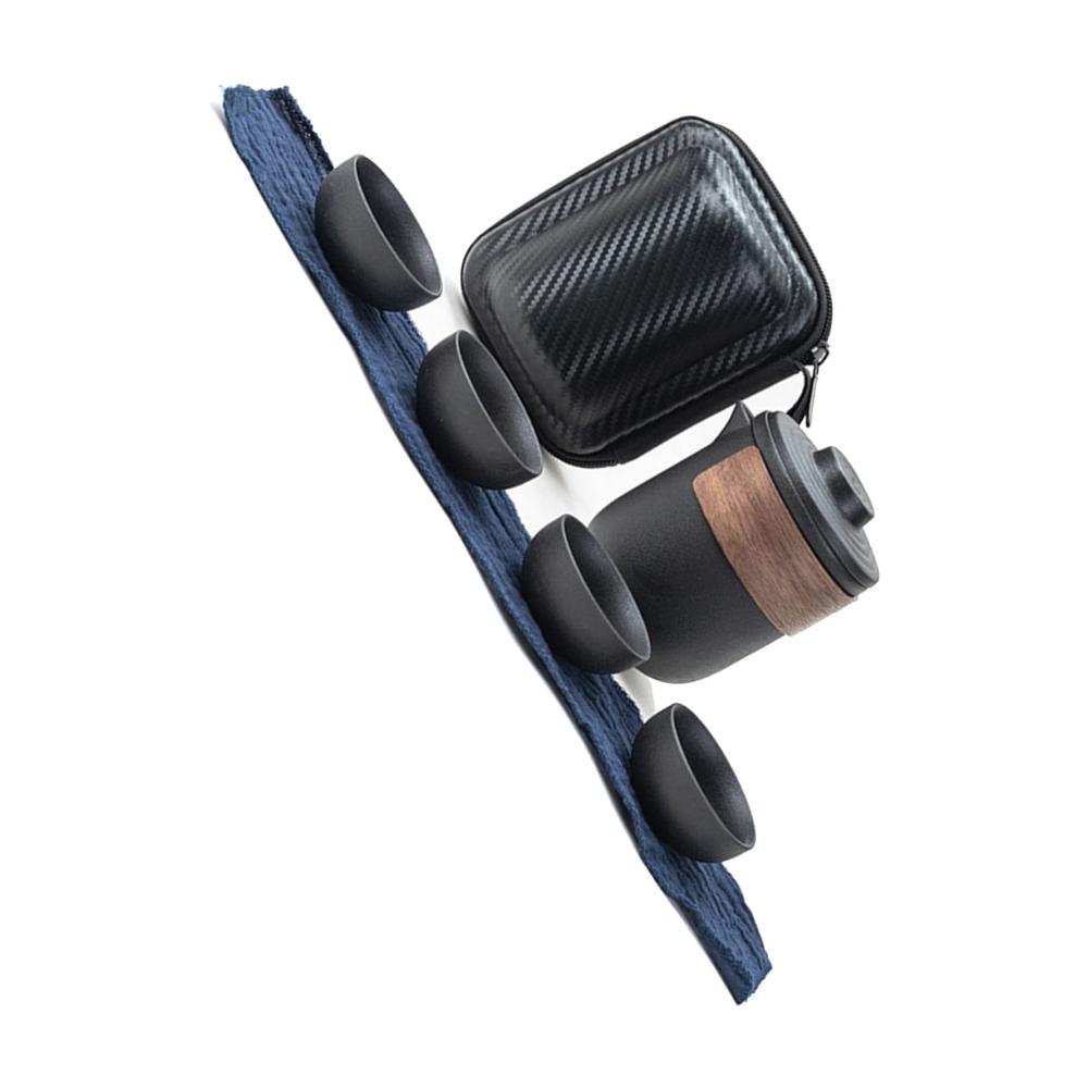 Entdecken Sie unterwegs den Genuss Tragbares Anti-Brenn-Mini-Teeservice aus Keramik - Perfekt für Outdoor-Teegenuss! Inklusive Tee-Ei-Set und Aufbewahrungstasche. Ideales Reise-Teeset mit Schwarzem Topf und 4 Tassen für unterwegs