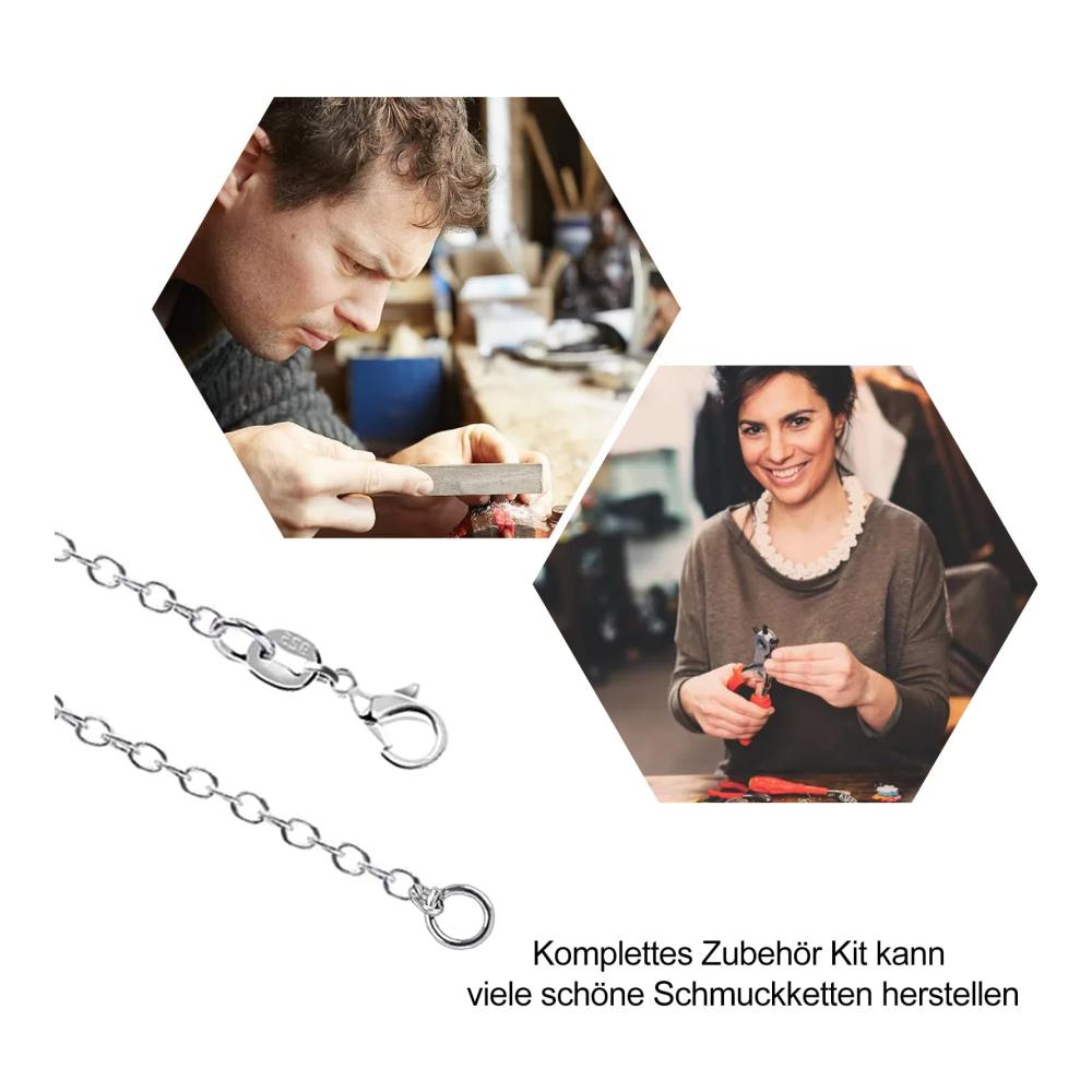 Hochwertige 925 Versilberte Ketten für Schmuckherstellung - Set mit 26 Stück 45cm Länge - Ideal für DIY Schmuck Basteln und Kreuz Schlangenketten - Charms inklusive