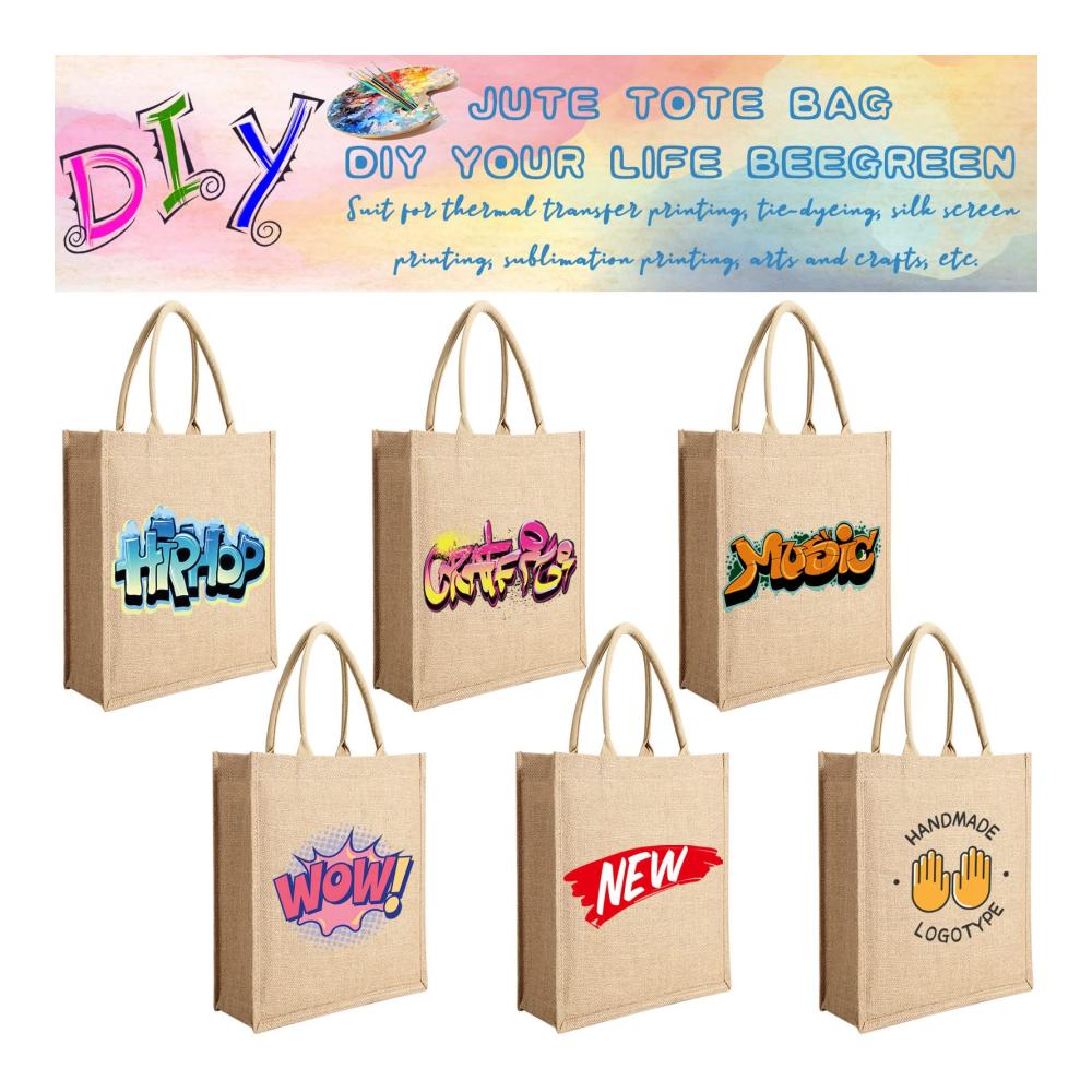 36er Set Wiederverwendbare Jute-Einkaufstaschen mit Griffen | Natürliche Farbe | Perfekt für Hochzeiten Einkäufe & Geschenke | Nachhaltige Brautjungfer-Taschen