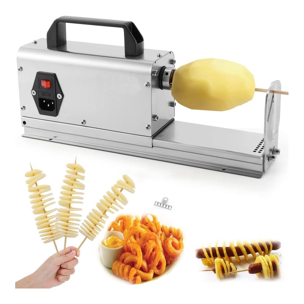 Entdecken Sie die Effizienz Elektrischer Kartoffelschneider - 40 W Kommerzielle Pommes-Maschine - Spiral-Kartoffelschneider mit 200 U/min - Hergestellt aus Edelstahl