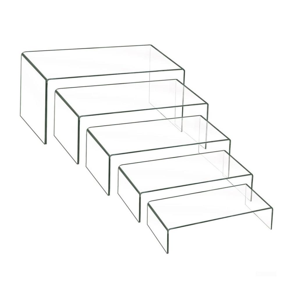 Erhöhen Sie Ihre Auslage mit 5 eleganten transparenten Acryl-Stufen | Vielseitige Schmuckvitrinen und Regalständer | Ideale Präsentationslösung für 18 cm - 26 cm Gegenstände | Robustes 3 mm Design