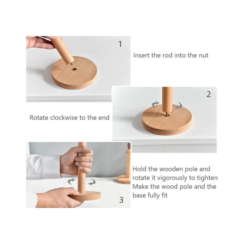 Holz Rollenhalter Stilvolle Papierhandtuchhalterung & Rack für Küche & Büro - Platzsparender stehender Dispenser für Tisch & Schrank - Praktisches Papierhandtuchregal & Halter mit stabiler Basis