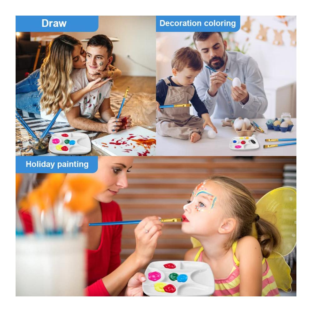 Kreativer Malkasten RECHCIGA Keramik Malerei Palette mit Pinselset für Acryl Aquarell & Ölfarben - Perfekt für Künstler & Hobbyisten - Wasserabweisende Mischpalette mit 8 Farbkammern