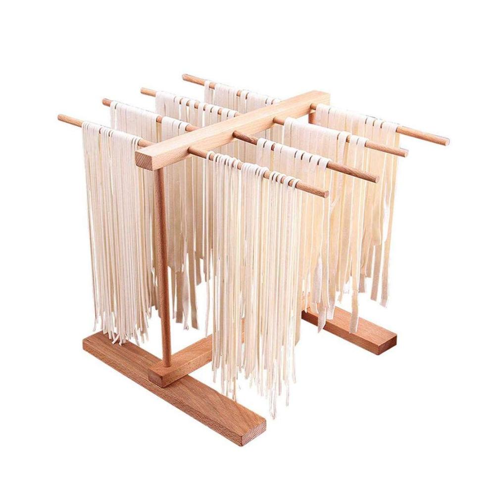 Pasta Nudeltrockner - Platzsparendes Faltbares Holzgestell für Nudelherstellung & Trocknung - Robuster Nudelständer mit Hängefunktion - Perfekt für hausgemachte Pasta - Küchenutensilien