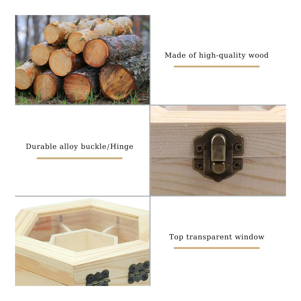 Entdecken Sie die Vielfalt Sechseckige Schmuckschatulle aus Holz mit Glasdeckel – DIY Box für Ring Armband Uhr Halskette & Ohrringe