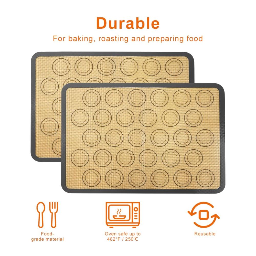 Entdecken Sie die Ultimative Backmatte für Makronen! 2 Stück Antihafte Silikon Backmatte 42x29.5cm - BPA frei Perfektes Backzubehör für Makronen Kuchen und Brot
