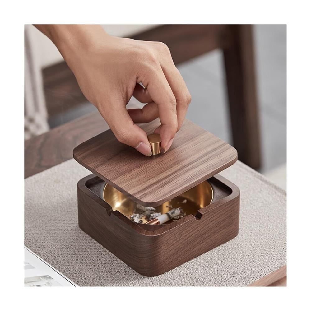 Edler Aschenbecher mit rostfreiem Stahleinsatz | Indoor & Outdoor Tischaschenbecher | Raucherzubehör für Zuhause und Terrasse | Dekorativer Aschehalter für Wohnaccessoires