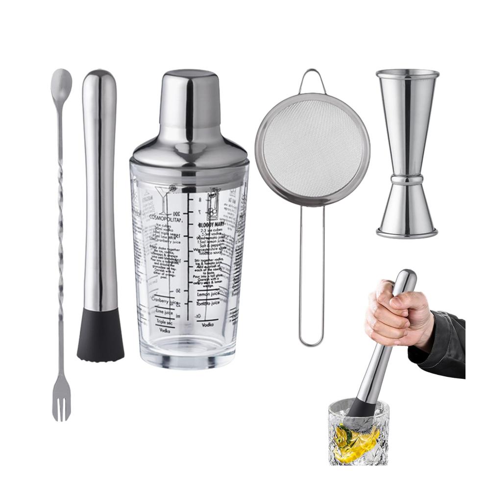 Exklusives Cocktail-Shaker-Set aus Edelstahl – Premium Barkeeper-Kit für stilvolle Getränkemixe – Langlebiger Martini-Shaker und sicheres Mixer-Set – Perfekt für Zuhause Bars & Partys