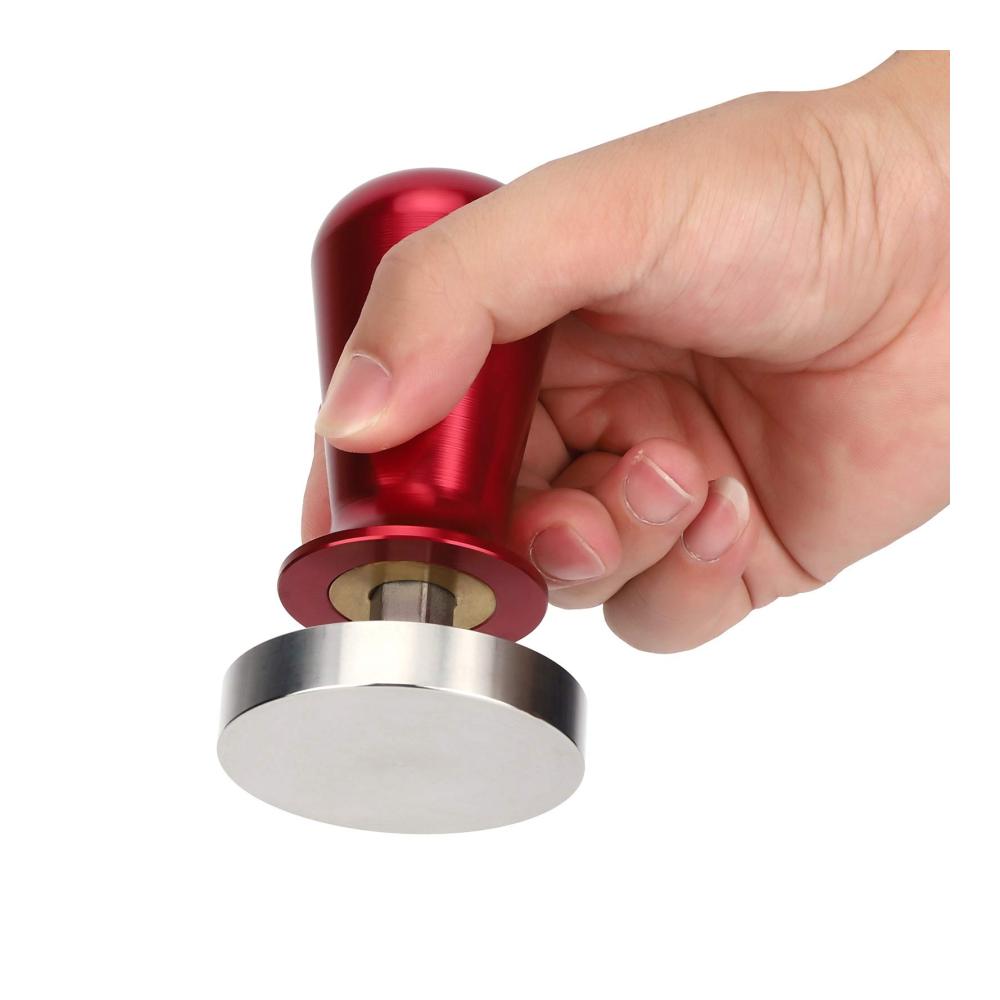 Hochwertiger 575 mm Edelstahl Kaffeestampfer | Flachdruck Presshammer für perfekten Espresso | Robustes Kaffeezubehör in Rot | Barista-Tool für besten Kaffeegenuss