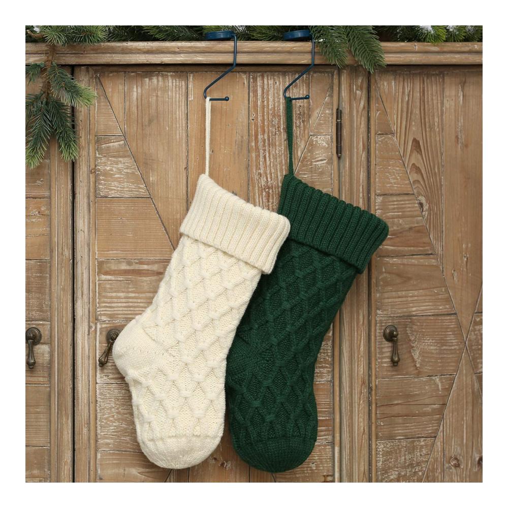 Klassische Nikolausstiefel im 3er-Pack Zopfstrick-Weihnachtsstrümpfe 356 cm groß perfekte Dekoration Geschenk-Set für fest