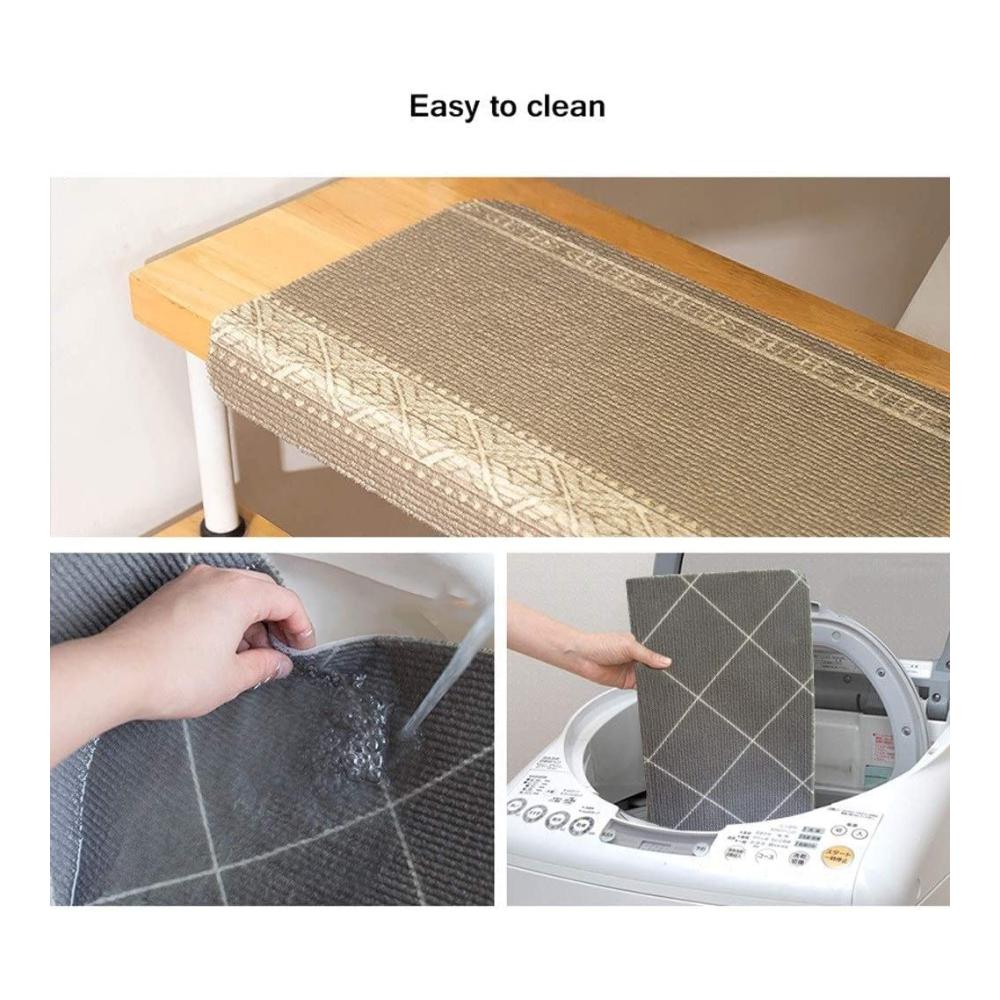 Premium Stufenmatten Set (15 Stück) - Selbstklebende Treppenstufen Teppiche - Rutschfester Bodenschutz für sichere Treppen - Waschbare 4 mm Matte/Teppich - 70 x 24 cm - In stilv