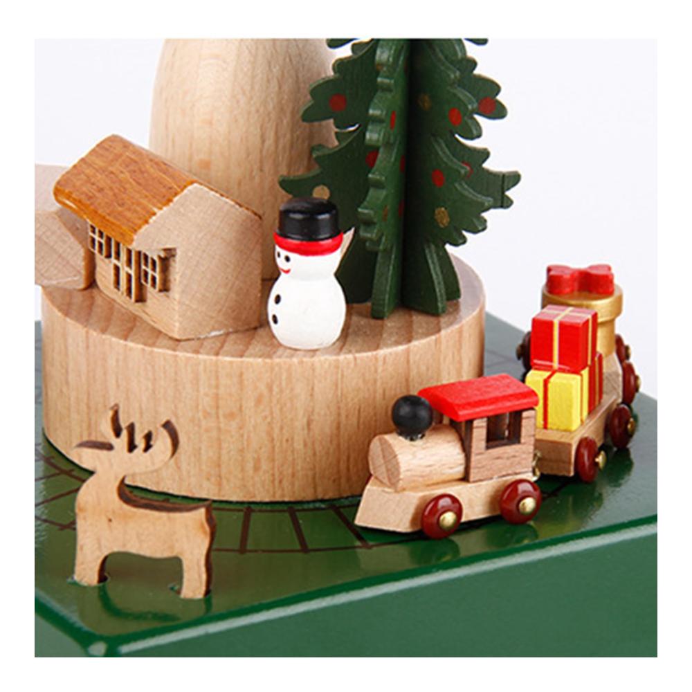 Handgefertigte Weihnachts-Spieluhr aus Buchenholz 14.5 * 13 * 18.5 cm - Spieluhr spielt fröhliche Weihnachtslieder mit drehbarem Zug - Kreatives Weihnachtsgeschenk für Weihnachten und Neuj