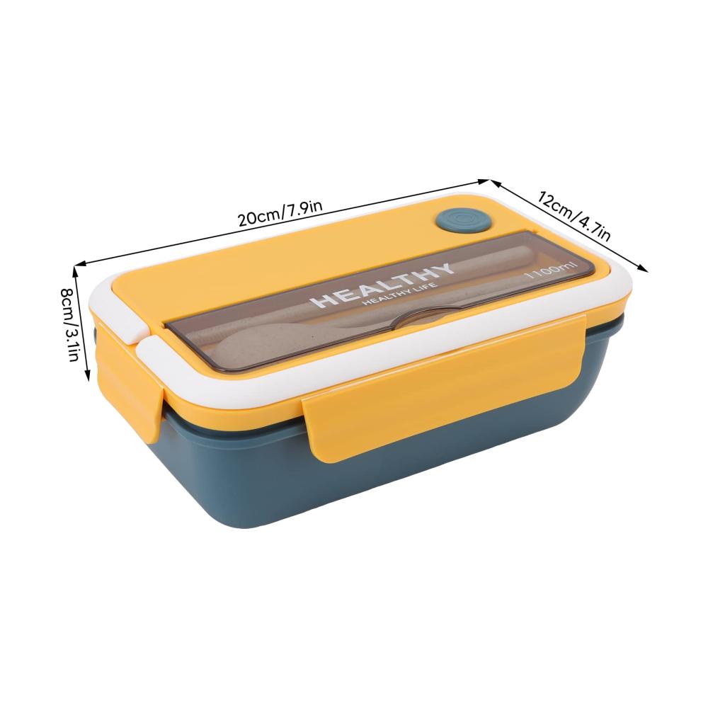 Bento-Box Lunchbox für Erwachsene 1100 ml - Stapelbar Isoliert & Auslaufsicher mit Utensilien - Großer Salatbehälter Ideal für Büro & Unterwegs Blau Gelb