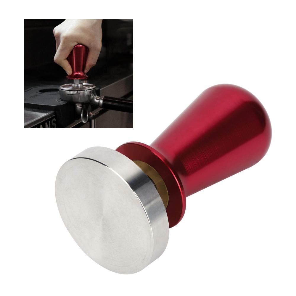 Hochwertiger 575 mm Edelstahl Kaffeestampfer | Flachdruck Presshammer für perfekten Espresso | Robustes Kaffeezubehör in Rot | Barista-Tool für besten Kaffeegenuss