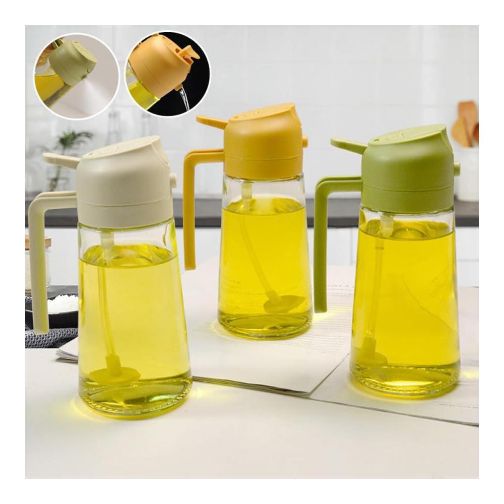Ölsprüher & -spender 2-in-1 Multifunktions-Ölflasche mit Ausgießer und Sprüher – Perfekt für Heißluftfritteuse Kochen Backen Grillen und Salat. Praktische Öl-Sprayflasche für die moderne Küche