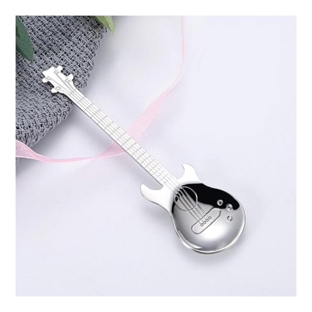 Entdecken Sie den Klang des Kaffeegenusses! Gitarre Kaffeelöffel Set - Edelstahl Teelöffel mit Musiknote Design - Perfektes Geschenk für Musiker - Ideal für Tee Kaffee Desserts und mehr - Einzigartige Dekoration für jeden Drink - Bringen Sie Rhythmus in Ihre Kaffeepause