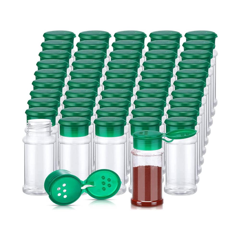 Entdecken Sie die Vielfalt! 50 Kunststoff-Gewürzgläser mit Streudeckeln für Ihre Küche. Praktische Gewürzbehälter Gewürzflaschen und Streuer 100 ml grün und funktional. Organisieren Sie Ihre Gewürze stilvoll