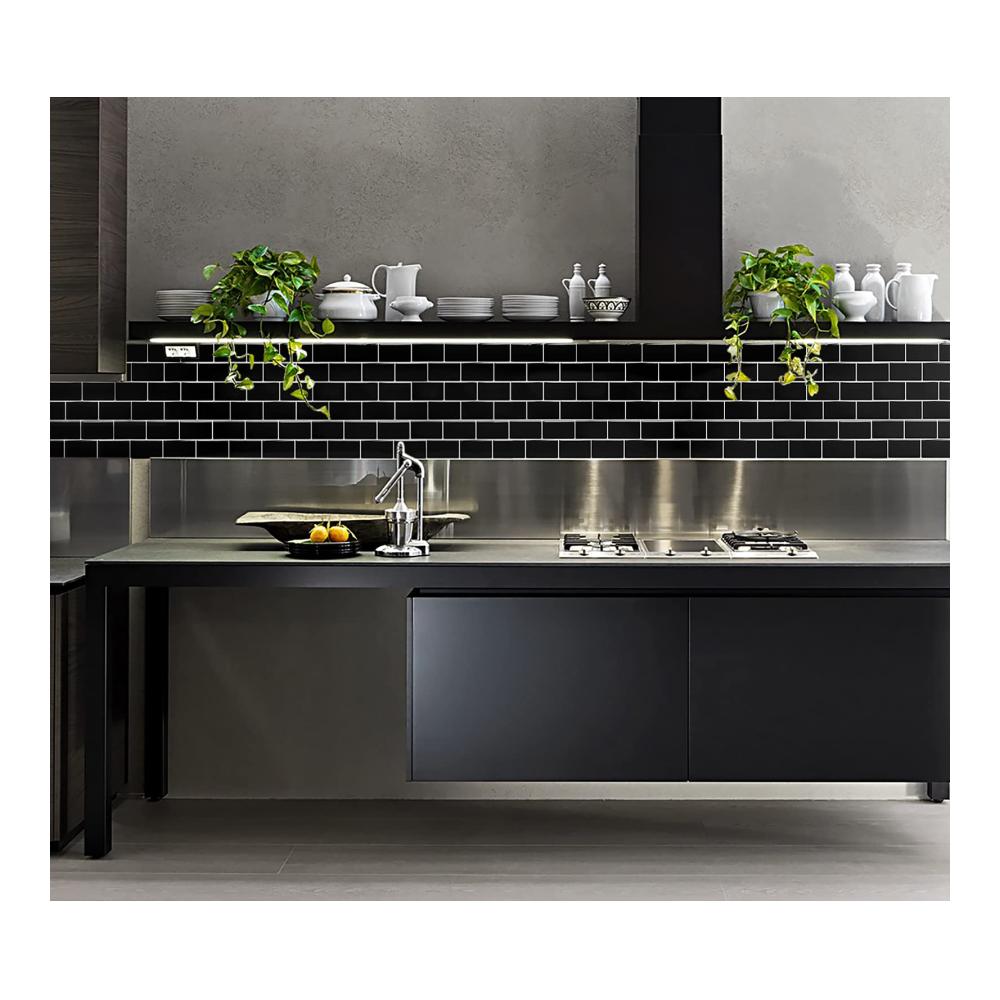 Verleihen Sie Ihrem Zuhause Glanz! 10 Stück 3D Fliesenaufkleber für Bad & Küche - Selbstklebend Vinyl Schwarz PVC. Dekorieren Sie mit Stil Metro Fliesen Wandpaneele 30x30. Erneuern Sie Ihre Räume mühelos mit Fliesendekor. Top-Qualität Klebefliesenfolie