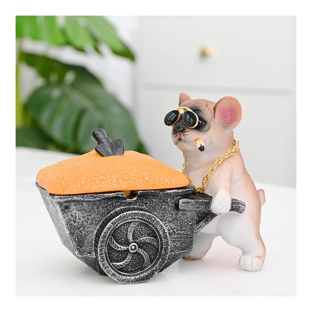 Exklusiver Hunde-Aschenbecher Kreatives Wohnaccessoire & Deko für den Schreibtisch. Lustige Miniaturstatue bruchsicher aus Harz leicht zu reinigen. Braun einzigartiges Desktop Highlight