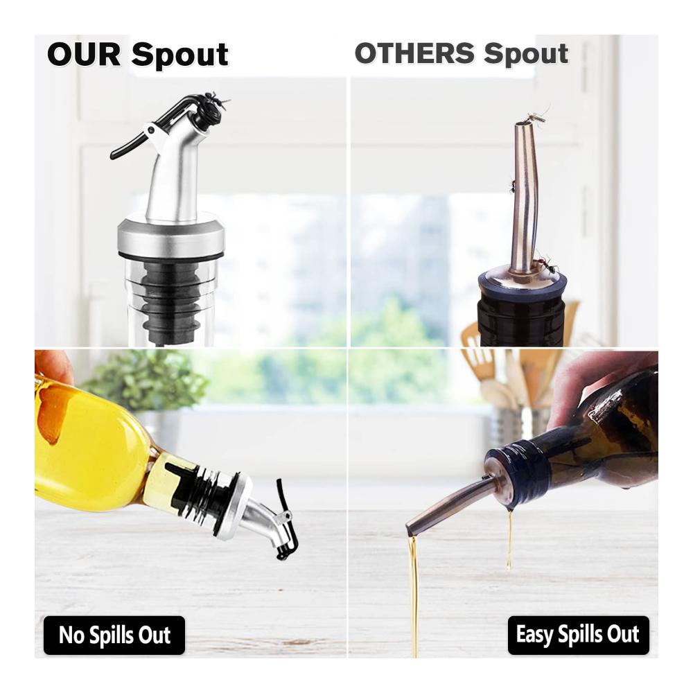 Premium Essig- & Ölspender ztarraum Glasflaschen 500ml + Trichter Auslaufsicher & Tropffrei für BBQ Grillen & Kochen - inkl. 2 Aufkleber