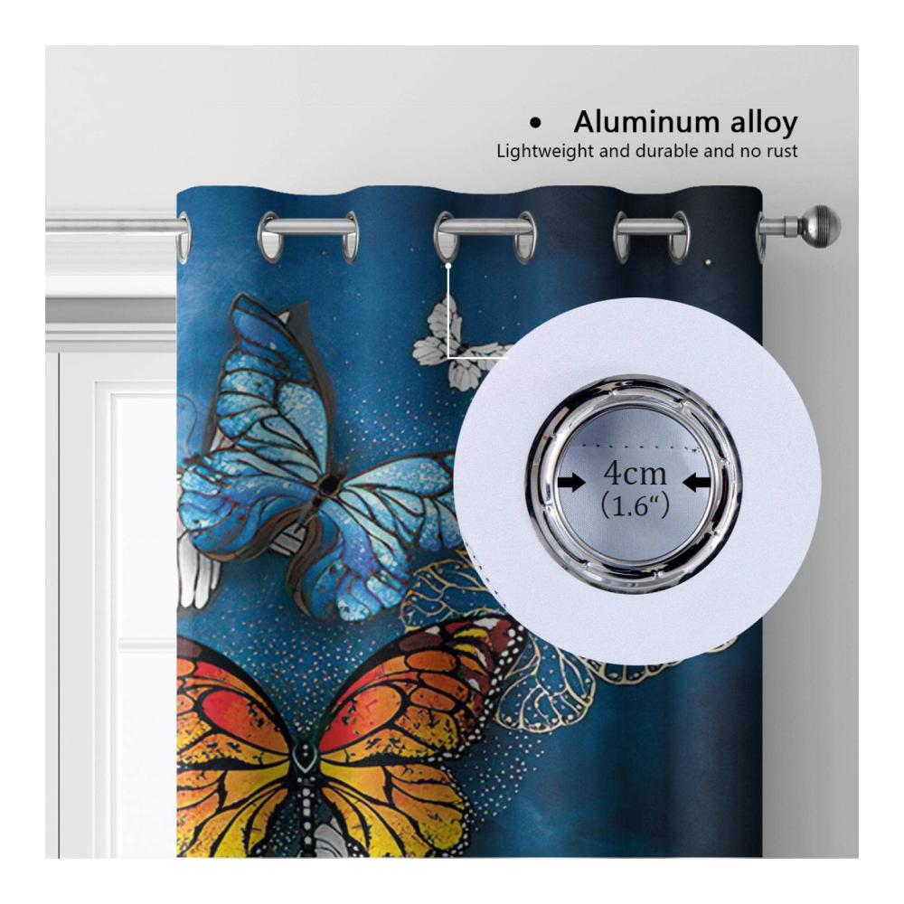 Erfrischen Sie Ihr Zuhause mit Vintage Rustikal Aquarell Schiebevorhänge! Bunte Schmetterlinge für Fensterdekoration & Wärmeisolierung. Ideal für Wohnzimmer & Kinderzimmer. 90x200cm