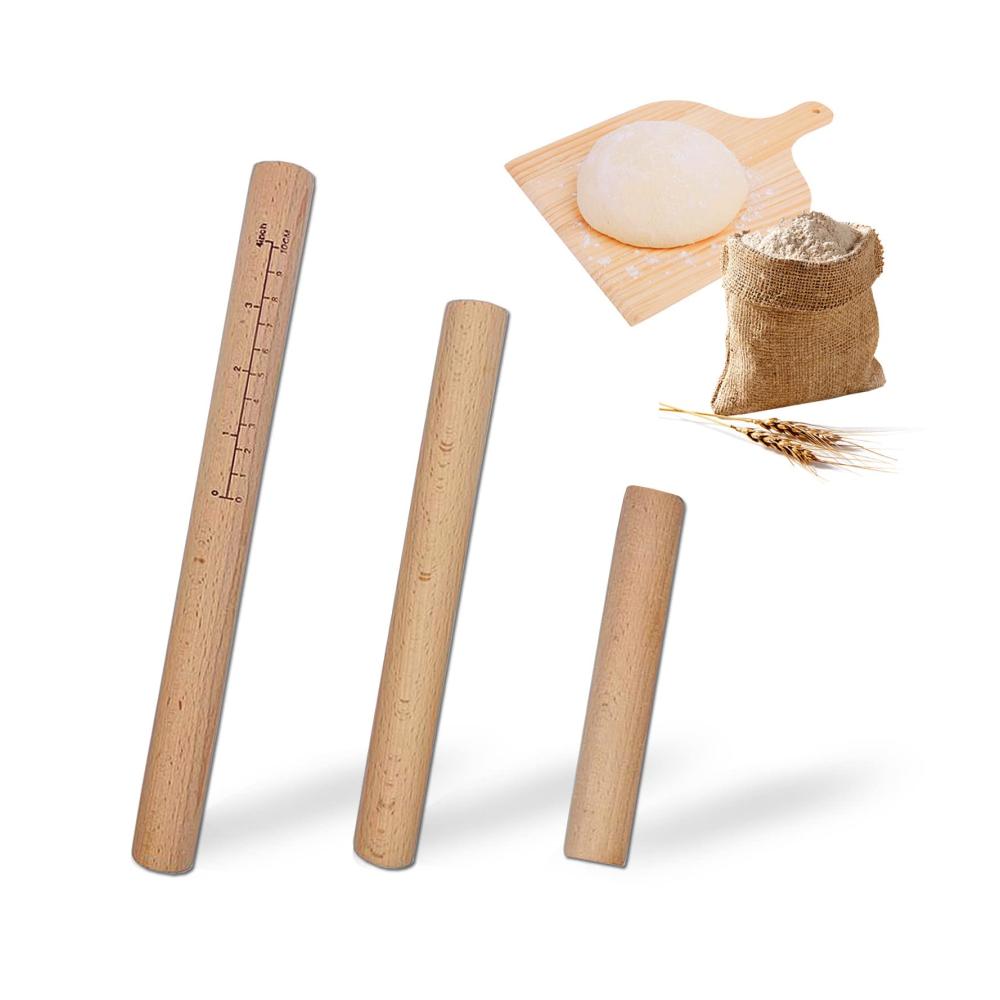 Teigroller Set 3 hochwertige Nudelhölzer aus Buchenholz – Massivholz Teigroller mit Scale Design für perfekte Pasta Fondant Gebäck Kekse Pizza. Ideales Zubehör für müheloses Teigausrollen. (30cm 25cm 16cm
