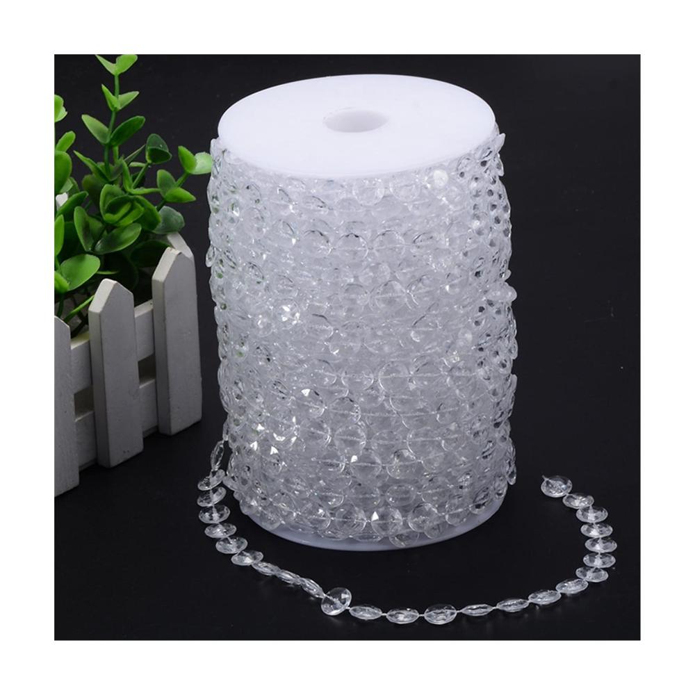 Exquisite Borten mit Beads 10m Kristallperlen Vorhang irisierende Acrylperlen Hochzeitsdekor Strass Girlande - AB Colors 10m
