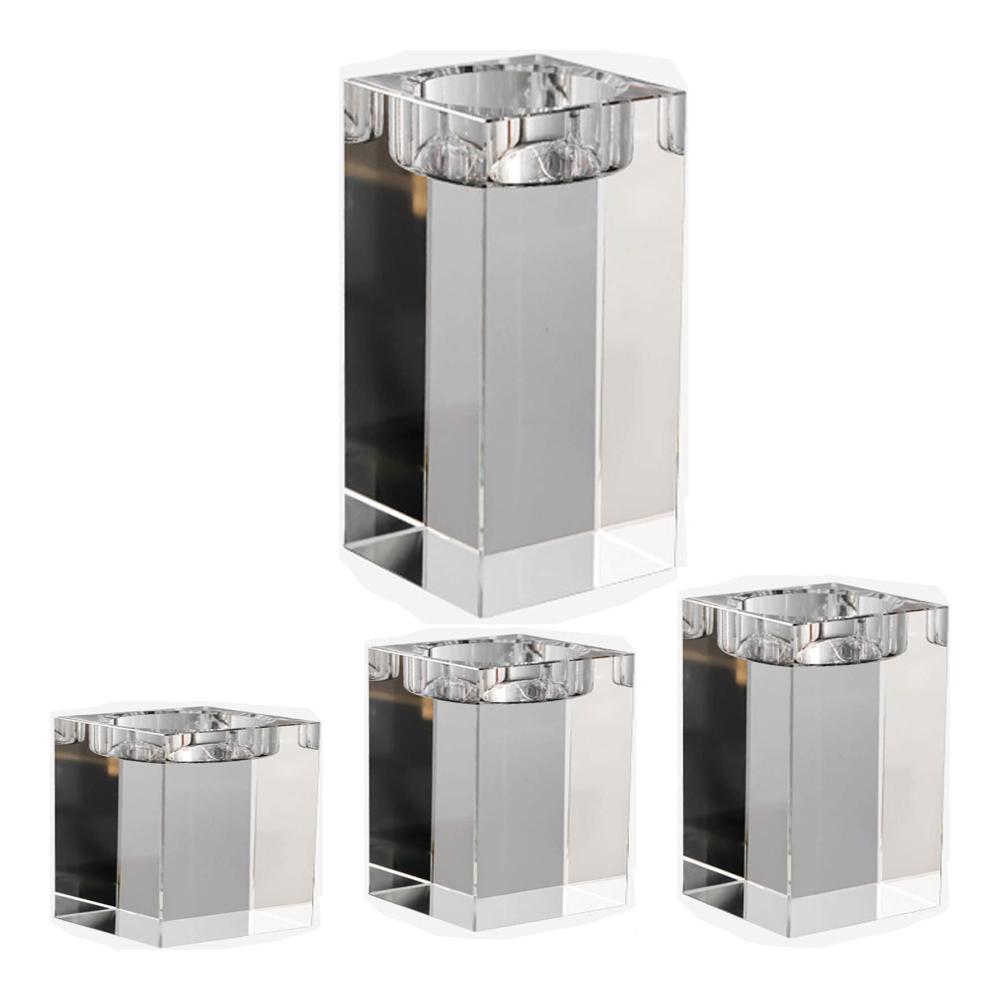 Glas Teelichthalter Set - Elegante Kerzenständer für Hochzeit Geburtstag & Weihnachten - Klarglas Dekoration - 4er Pack Kerzenhalter - Stilvolles Ambiente für jeden Anlass