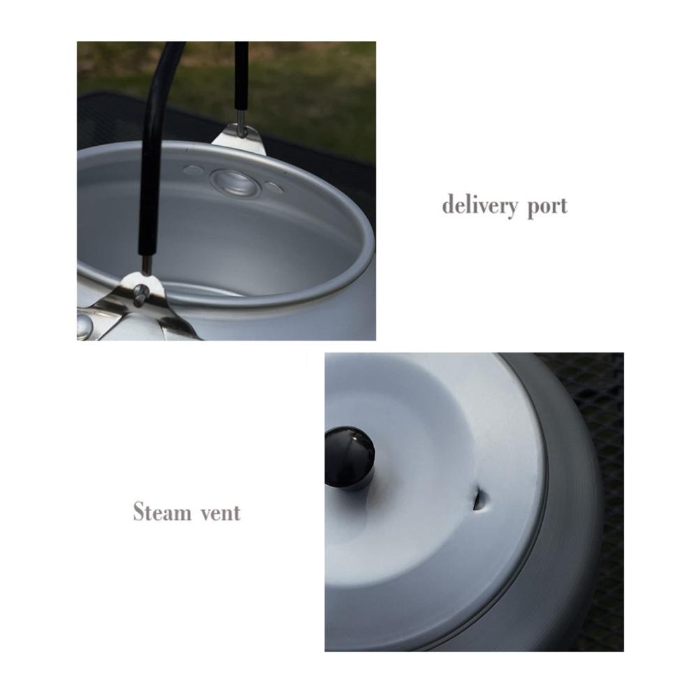 Camping-Wasserkocher aus leichter Aluminiumlegierung | Tragbarer Teekessel für Camping Grillen & Reisen | Silberne Teekanne mit Deckel für Zuhause & Outdoor-Küche | Praktische Kaffeekanne