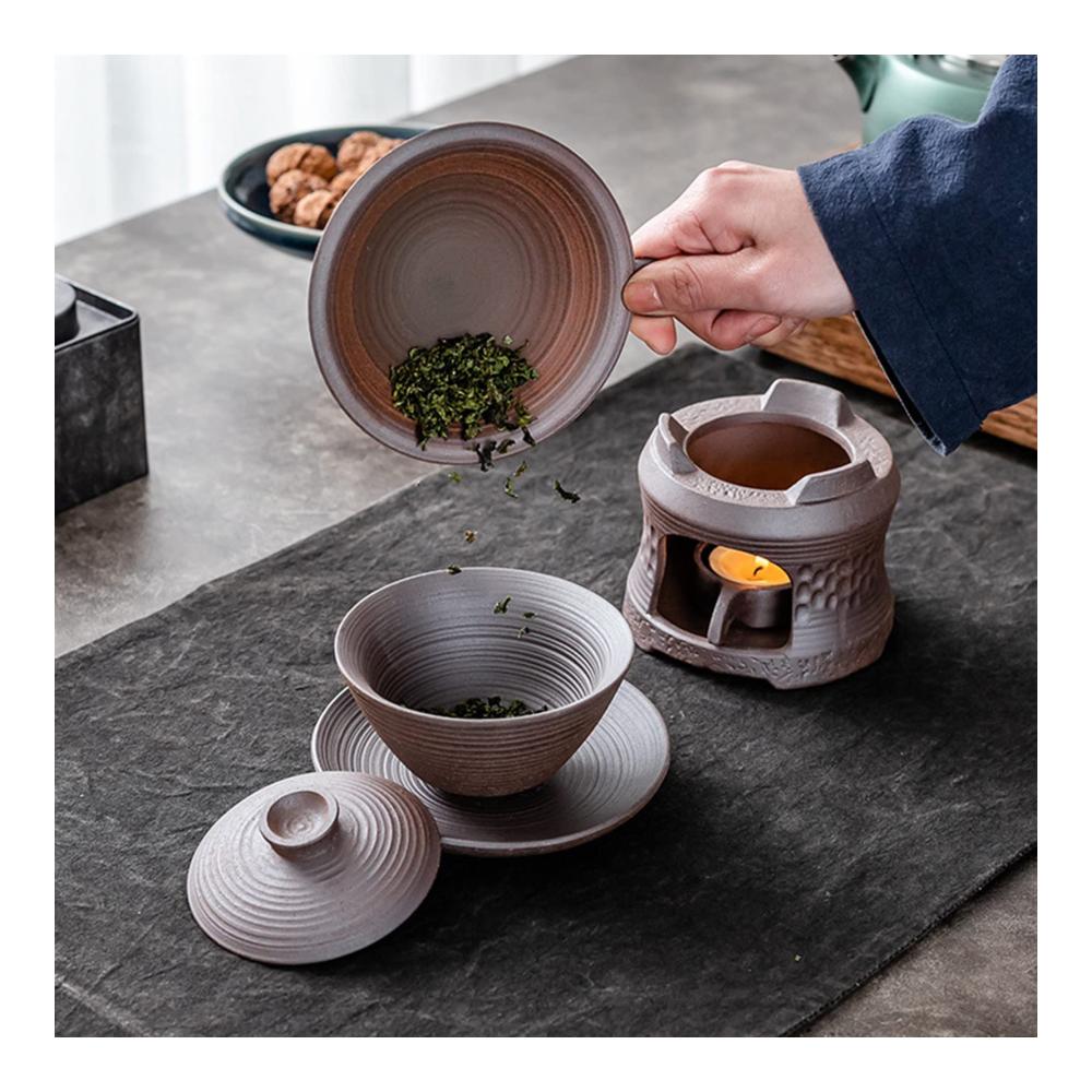 Keramik Stövchen Teekanne Herd Heizvorrichtung für Teelichter Kaffeeröster Aromatherapie & Ätherische Öle – Metallisches Design für Zuhause & Büro