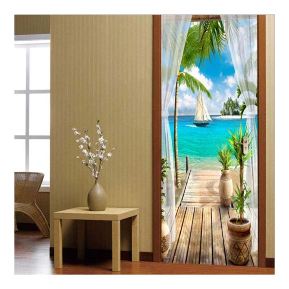 Verwandeln Sie Ihre Tür mit unserem 3D Türaufkleber! Selbstklebendes Türposter für Kinderzimmer mit maritimem Design. Fototapete aus PVC für kreative DIY-Wandgestaltung. Dekorative Türfolie mit Segelboot-Motiv. Verschönern Sie Ihren Raum mit unserem selbstklebenden Wandbild - 70 x 200 cm