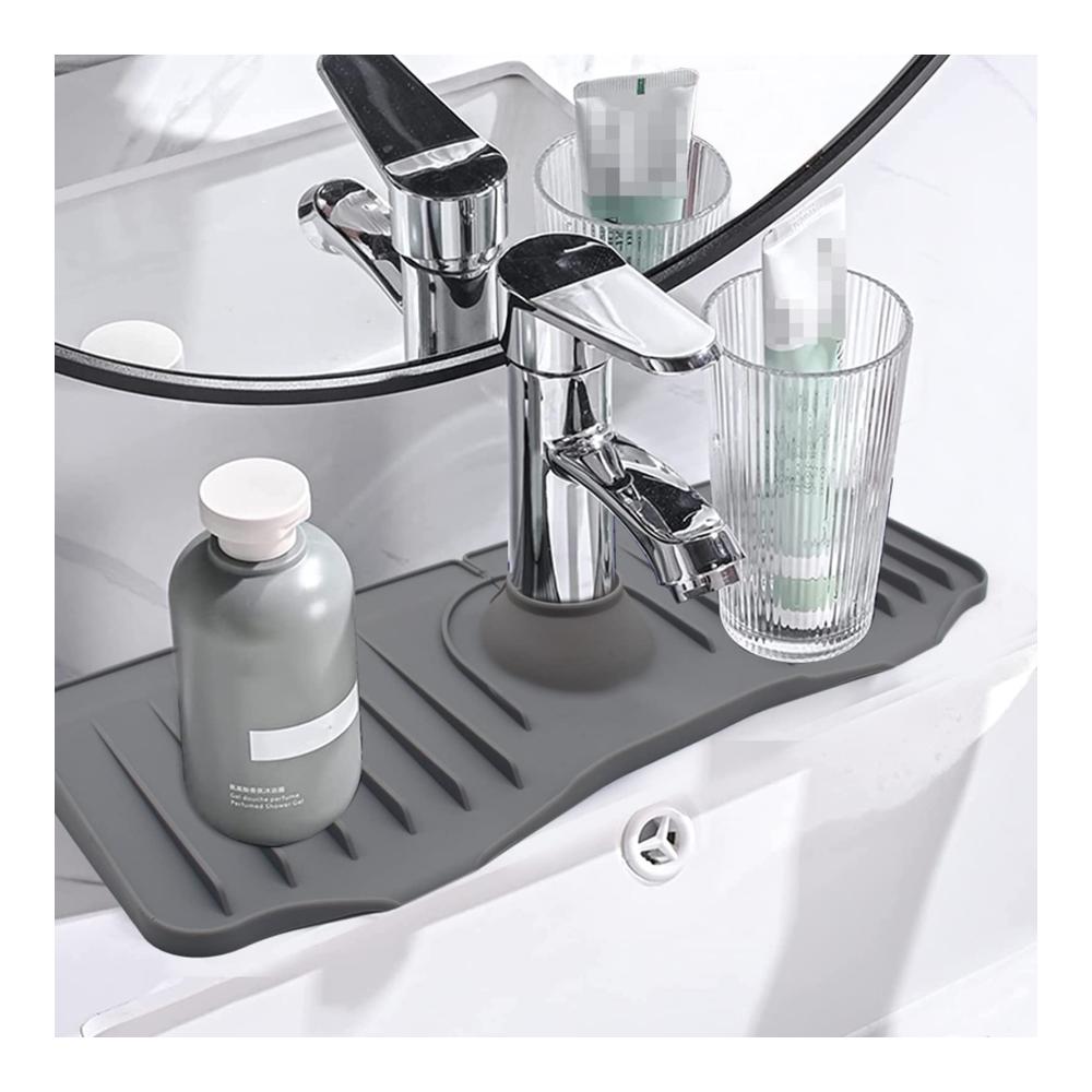 Wasserhahnfilter Graue Silikonmatte für Tropfschutz & Spritzschutz an der Küchenspüle – Absorbierende Abtropfmatte für saubere Arbeitsplatten und Waschbecken. Ideal für jeden Wasserhahn