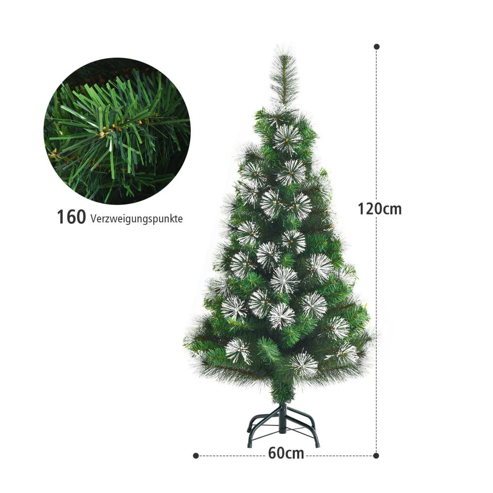 Erleben Sie festliche Magie 120 cm Künstlicher Weihnachtsbaum mit 160 verschneiten Zweigen! Stilvoller Christbaum für Zuhause Büro & Eingangsbereich. Inklusive stabilem Metallständer & praktischem Klappsystem für mühelose Aufbewahrung. Verschönern Sie Ihr Fest mit diesem zauberhaften Tannenbaum