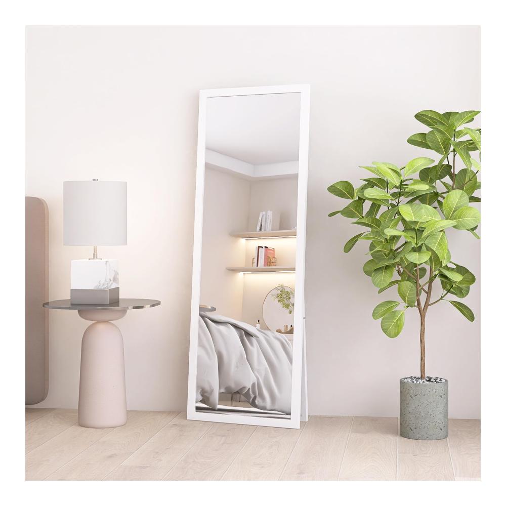 Modernes Design Großer Standspiegel mit Holzrahmen - Perfekt für Wohnzimmer oder Ankleidezimmer - Hochauflösendes Bild - Inklusive Haken - 140x50cm