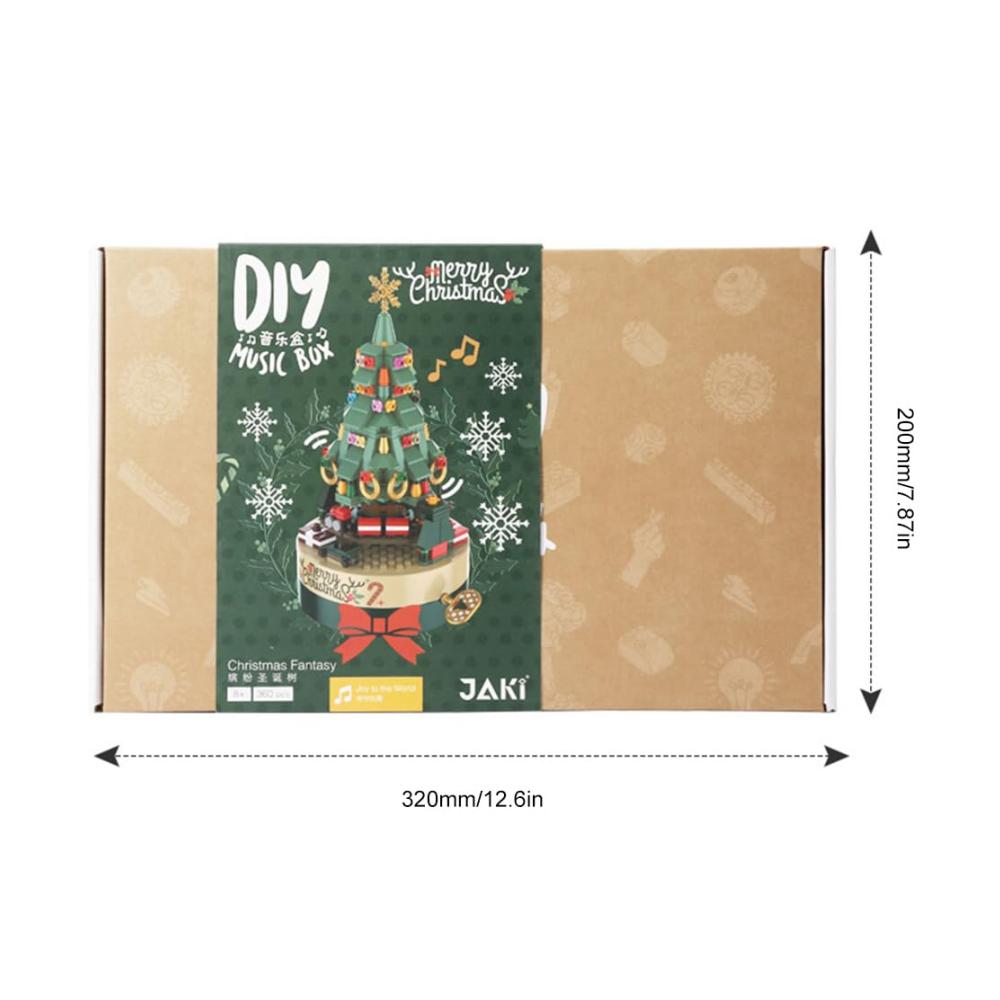 360pcs Bausteine Weihnachtsbaum Spieluhr DIY Modell mit LED Licht - Rotierende Weihnachtsdekoration für Kinder - Bastelset für kreative Weihn