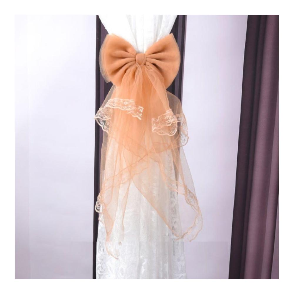 Elegante Vorhang-Raffhalter aus Spitze – 2er Set große Schleifenclips für Hochzeit und Events | Mädchenzimmer Deko in Lila