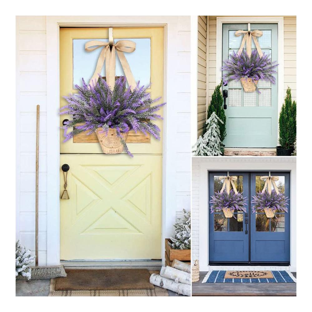 Entdecken Sie den Zauber von Lavendel Künstlicher Kranz für Haustür Wand oder Fenster - Dekorativer Haustürkranz perfekte Türdeko - Indoor & Outdoor Lavendelkranz - Stilvoller Wandkranz für Kamin und mehr