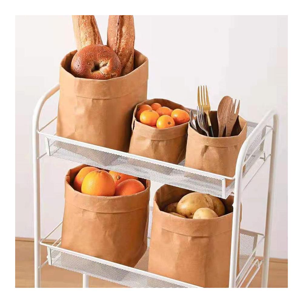 Dekorativer Obstkorb Hochwertiger Kraftpapier-Aufbewahrungskorb mit Lederoptik ideal als Brotkorb Deko-Übertopf und Geschenkbox. Waschbares Papier in
