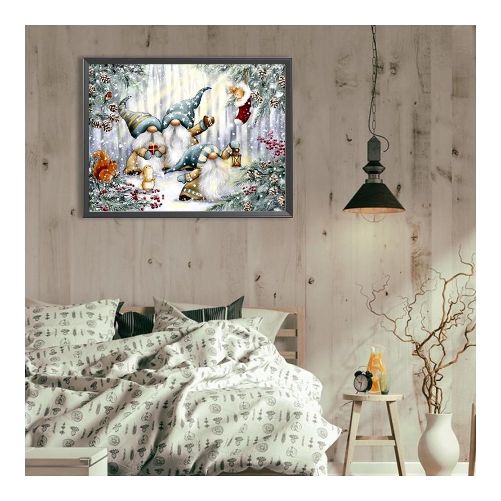 Erstellen Sie Ihre eigene Kunst mit Leichtigkeit! 5D-Glasmalerei-Set für Heimdekoration & Kunsthandwerk – Runder Bohrer entzückendes Zwergen-Design 40 x 30 cm. Verschönern Sie Ihr Zuhause mit kreativer Brillanz