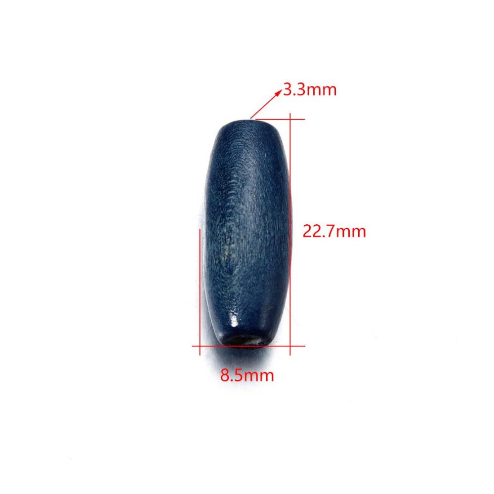 Perlenweben-Zubehör 200 Stk. Natürliche Holzperlen 85x22mm - Große Holzkugeln mit 25mm Loch für DIY Basteln Dekorationen Schmuck - Blaue Farbe - Ideal für Armbänder und H