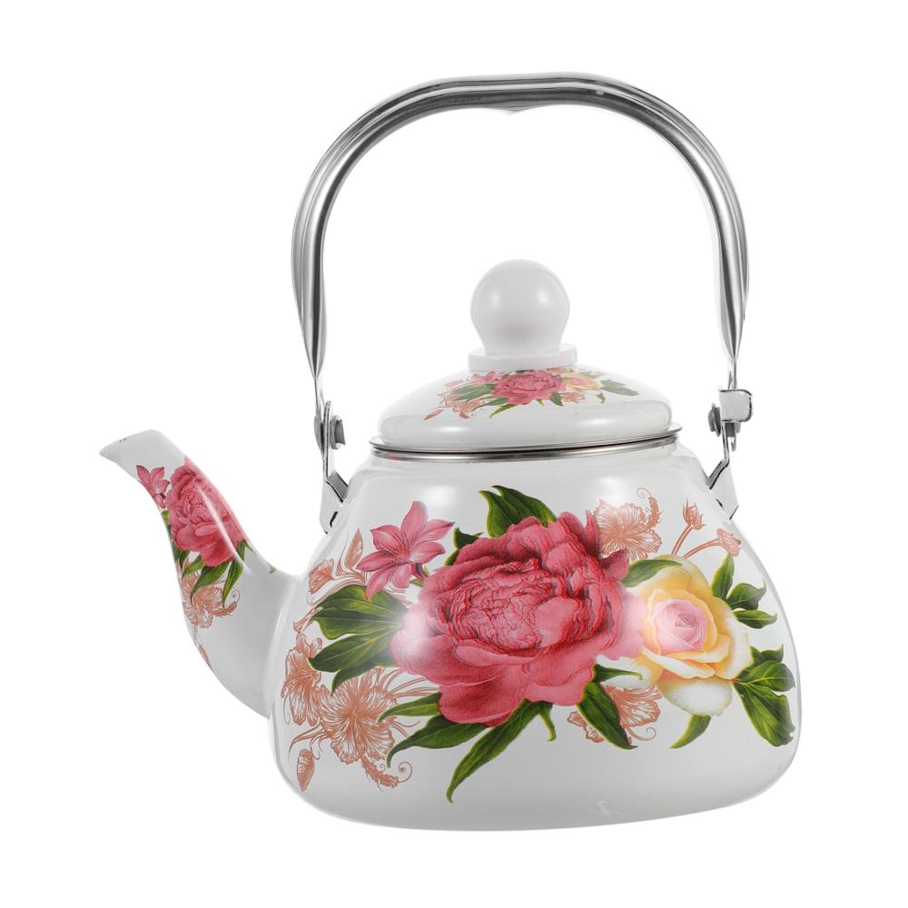Vintage Emaille Teekanne für eine Tasse Stilvoller Teekocher für Herd Kaffee & Tee Retro Wasserkocher mit Auslauf Dekorative