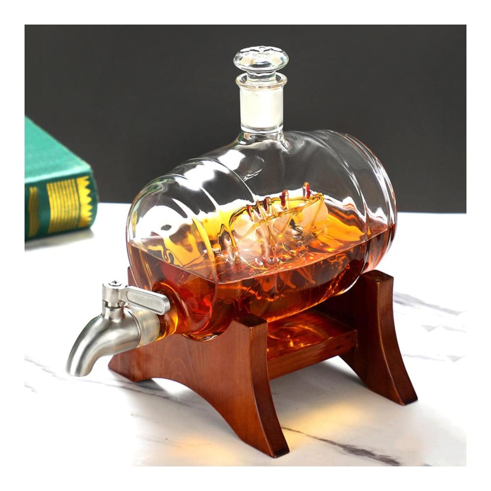 Whisky-Fass-Dekanter 1000 ml - Antiker Spender für Likör Bourbon & mehr - Elegantes Serviergeschirr für die Hausbar - Ideales Geschenk für Männer und Papa