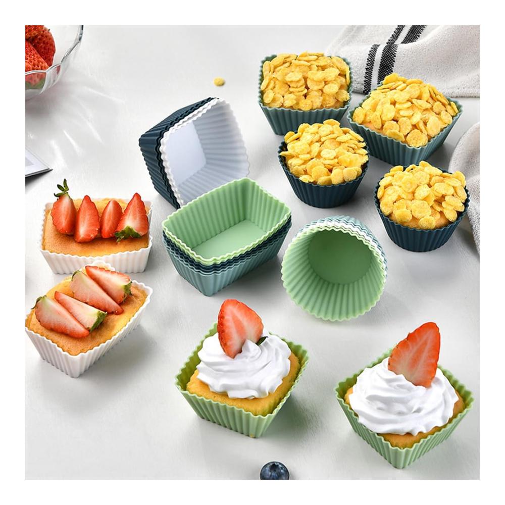 Einweg-Backbecher 50 Stück Silikon-Cupcake-Förmchen Set | BPA-frei & umweltfreundlich | Wiederverwendbare Muffinförmchen in verschiedenen Größen | Backspaß für Party Geburtstag & mehr | Inkl. Silikon