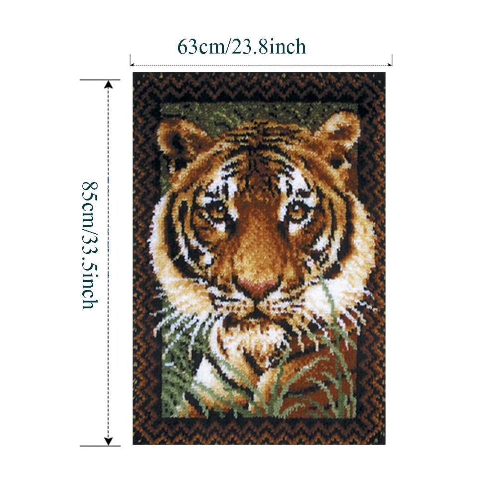 DIY Knüpf-Sets Latch Hook Kit mit Tiger-Motiv für Erwachsene und Kinder - Komplettes Handarbeit-Set zum Selber Knüpfen von Teppichen und Kissen 85x63cm