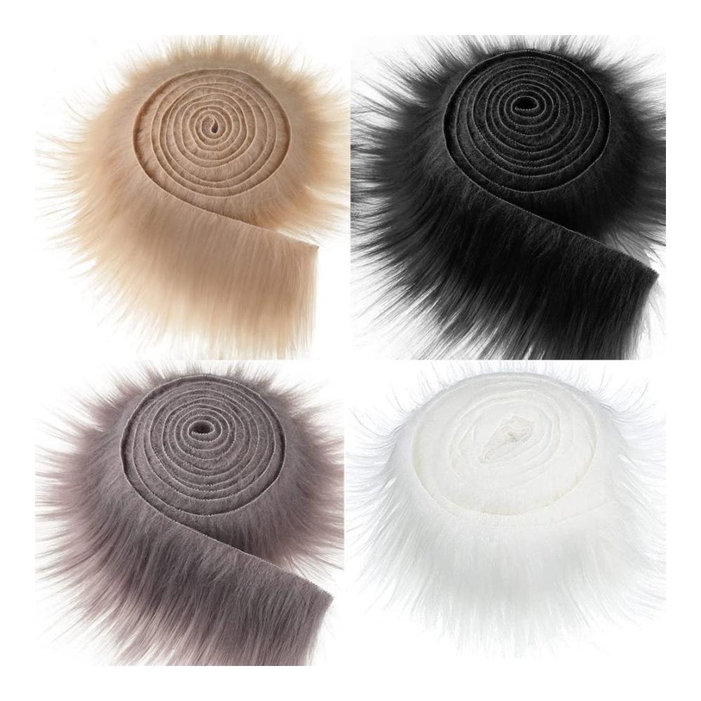 Entdecken Sie erstklassige Textilien JAWSEU Kunstpelz Fellstoff - 4er Pack Zotteliger Pelz Stoff für Basteln Nähen und Dekorieren - Flauschige Pelz Patches - Kunstfell-Band 5 cm x 15 m