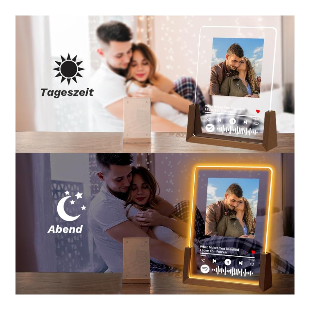 Entdecken Sie unsere personalisierte LED-Lampe mit konservierten Blumen - Einzigartiges Valentinstagsgeschenk für Paare - Romantische Geschenke für sie/ihn - Individualisiertes Spotify-Schild inklusive