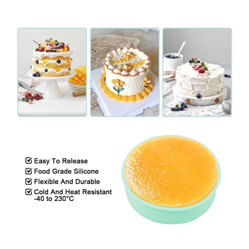 Entdecken Sie die Vielseitigkeit mit unseren Motivbackformen 4er Set 20cm Runde Silikonbackformen für Schichtkuchen Käsekuchen Regenbogenkuchen und Chiffonkuchen - Antihaft und einfach zu reinigen