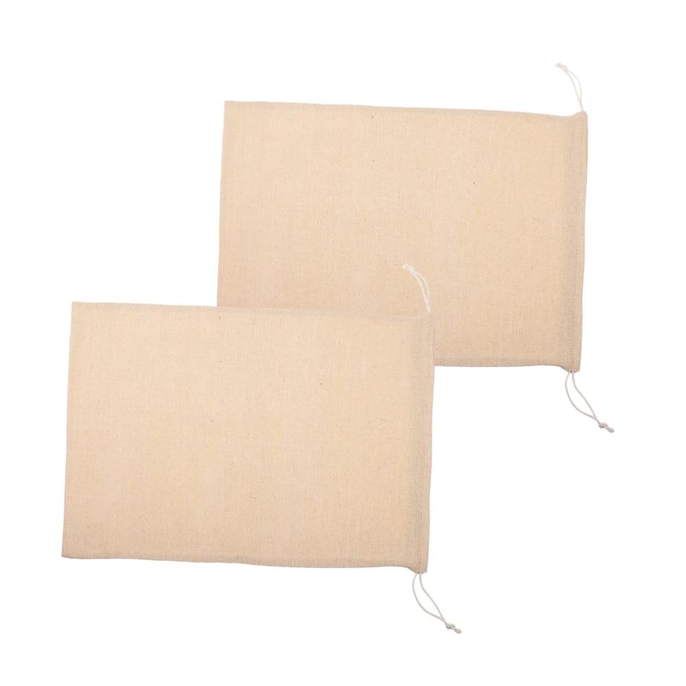 2St Wiederverwendbare Brotbeutel | Baumwolle Aufbewahrungssack mit Kordelzug | Obst & Lebensmittel Beutel | Eco-Friendly Geschenktüten | Weiß