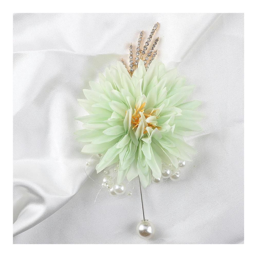 Elegantes Perlen-Gänseblümchen-Blumenarmband für Braut und Brautjungfer - Hellgrün - Handgelenk Corsage mit Perlenkette - Hochzeit Brautaccessoires