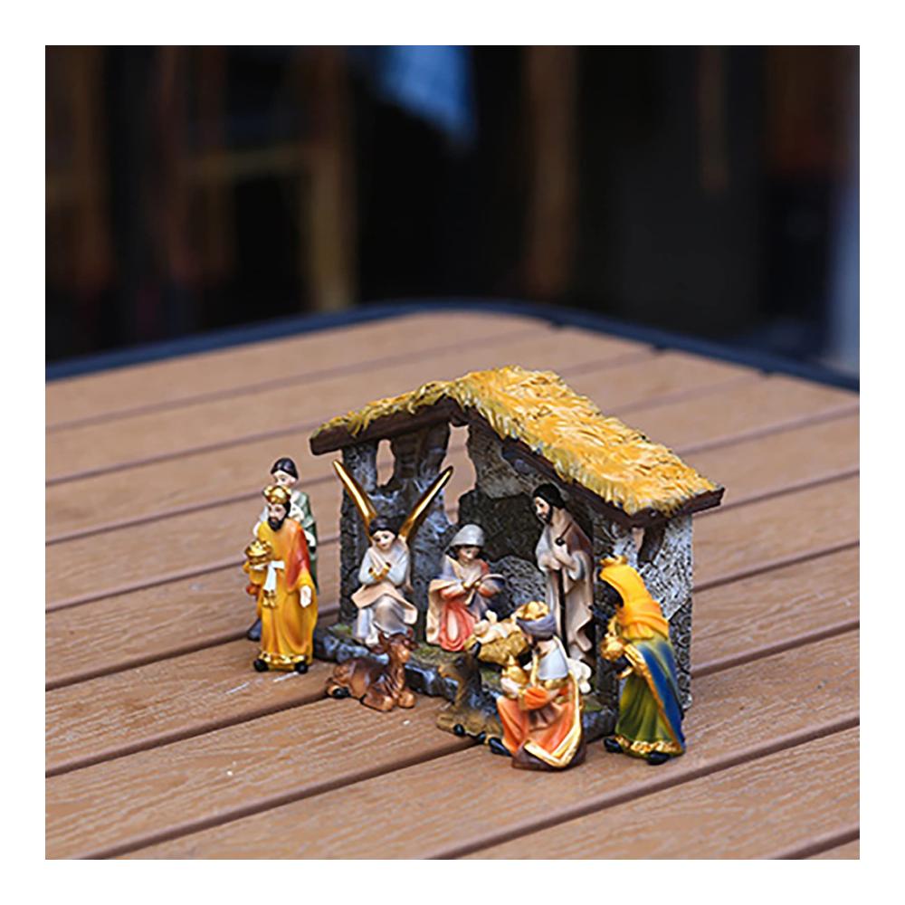 Tischkrippen Weihnachtsdekoration Umfangreiche Weihnachtskrippe Sets mit 11 Figuren für eine festliche und religiöse Tischdekoration. Ideal für Weihnachten